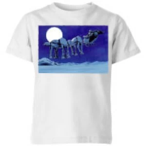 Image of Star Wars AT-AT Darth Vader Sleigh Kids Christmas T-Shirt - White - 11-12 Years