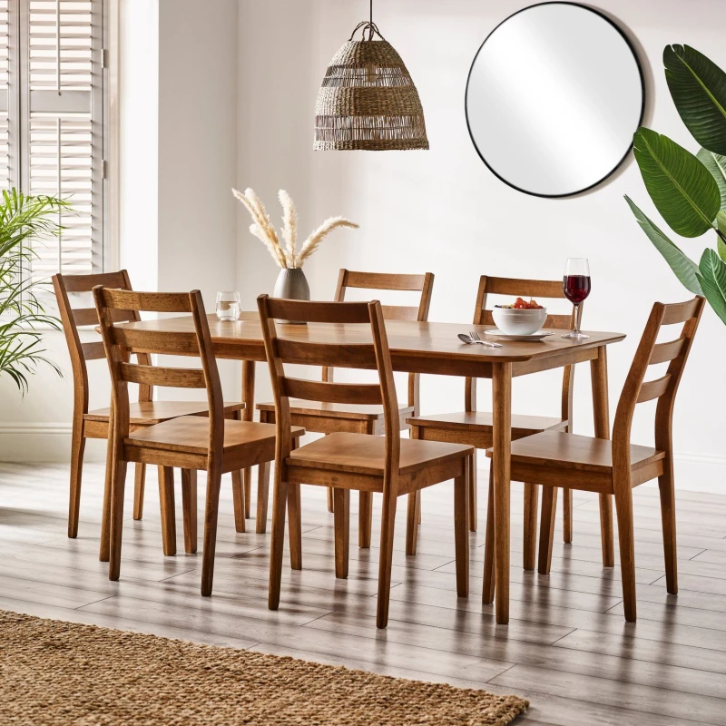 Image of FurnitureboxUK FurnitureboxUK Lynton Large Walnut Colour Wooden Dining Table & 6 Dining Chairs Walnut One Size Unisex 5060661186197