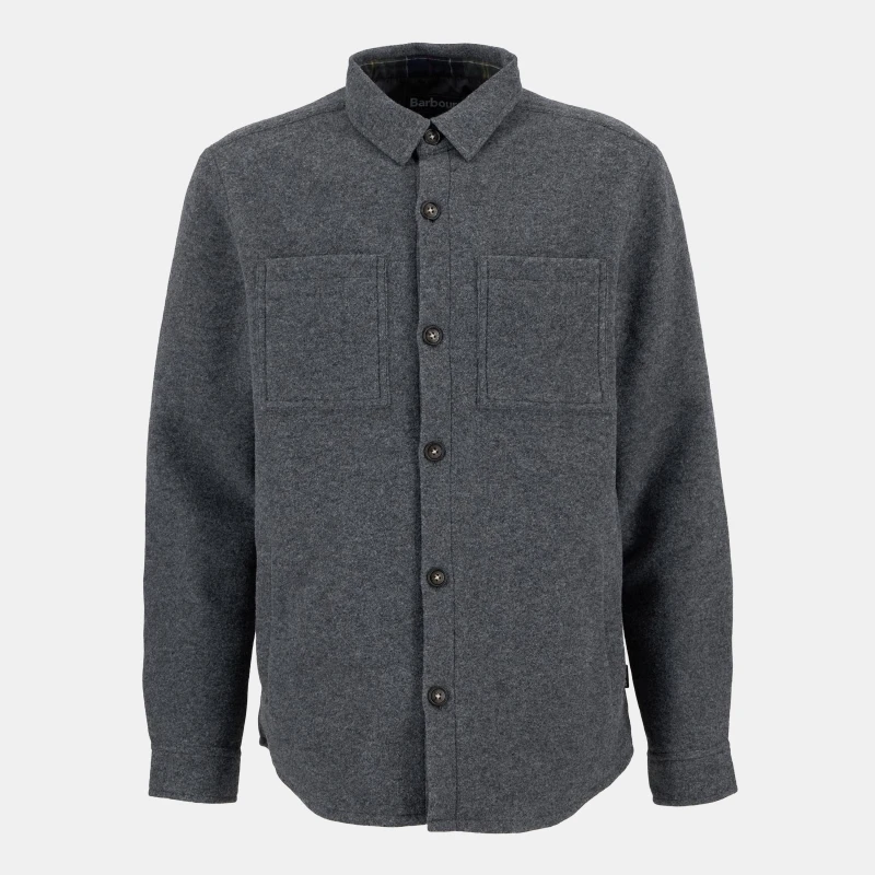 Image of Barbour Mens Marlow Wool Long Sleeve Overshirt Grey Marl GY17 male XL