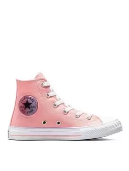 image of Converse Chuck Taylor All Star Gel Patch Childrens Hi Top Trainers, Coral, Size 11