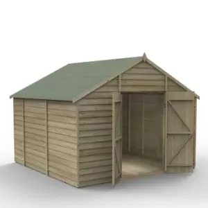 Image of Forest Garden Overlap Pressure Treated 10' x 10' Apex Shed - No Window Double Door