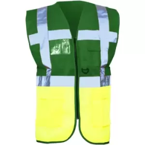 Yoko Hi-Vis Premium Executive/Manager Waistcoat / Jacket (Pack of 2) (M) (Green/Hi Vis Yellow) - Green/Hi Vis Yellow