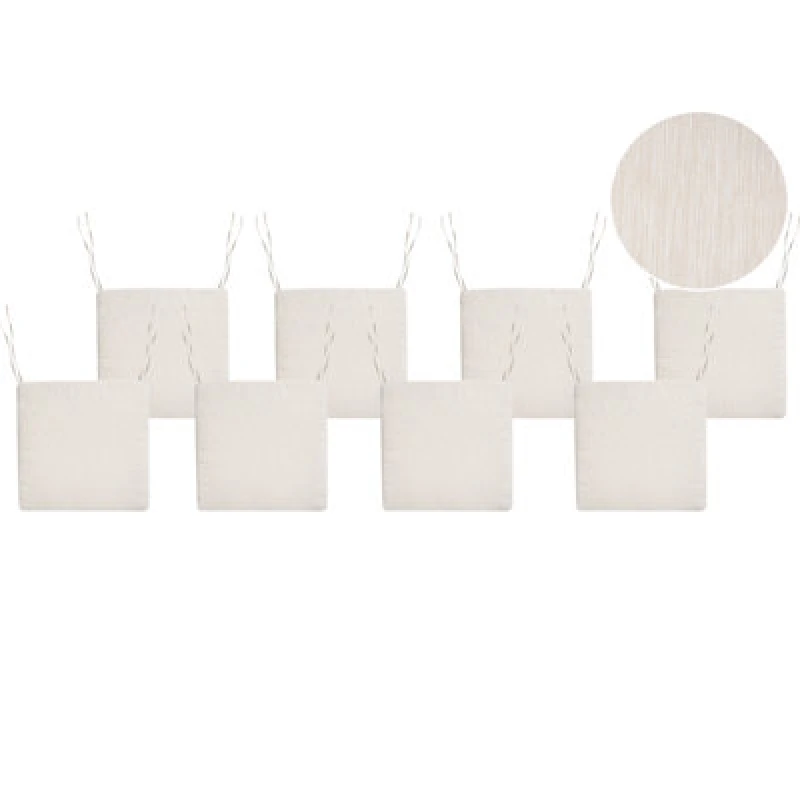 Image of Beliani Set Of 8 Garden Chair Cushions Sassari Premium 46 X 46cm Light Beige