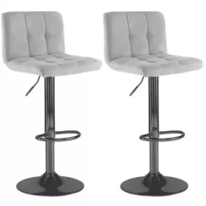 Neo Grey Fabric Bar Stools With Matt Black Legs Set Of Two