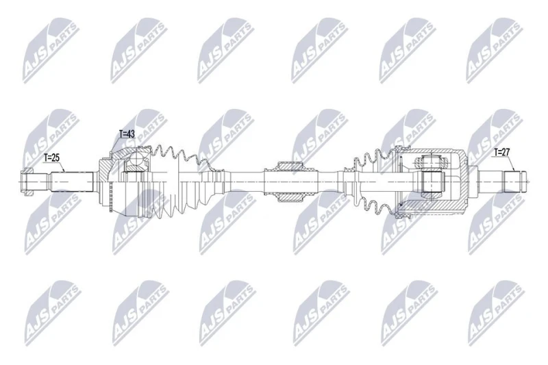Image of NTY NPW-MS-129 Drive shaft Automatic Transmission, Front Axle Left Drive Shaft (13)