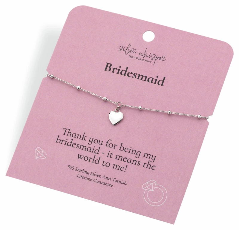 Image of Hot Diamonds Sterling Silver Bridesmaid Heart Charm Bracelet