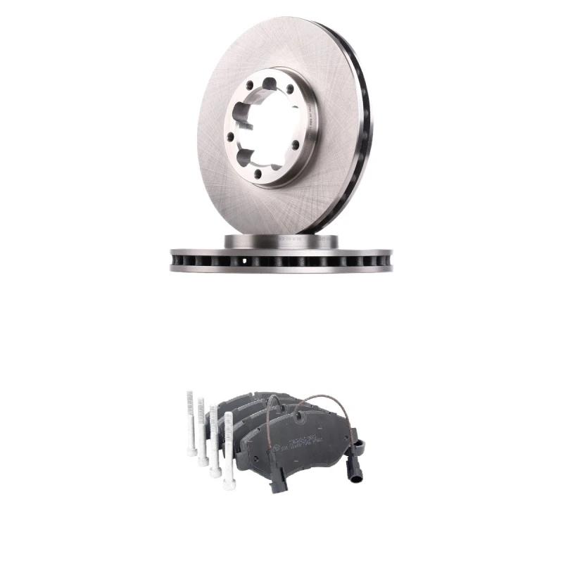 Image of RIDEX 3405B2614 Brake disc and pads set Front Axle, Brake Disc Type: Vented, with integrated wear sensor Brake Set,disc brakes (3405)