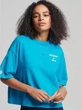 Image of Superdry Code Core Sport Tee - Blue , Grey, Size 10, Women