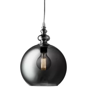 image of Indiana 1 Light Globe Dome Ceiling Pendant Chrome, Smokey, Glass, E27