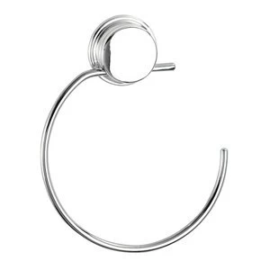 Image of Croydex Stick'N'Lock Plus Wall-mounted Chrome effect Towel ring (W)25mm