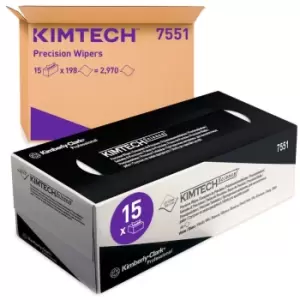 Image of Science Precision Wipes 7551 - 15 boxes x 198 sheets, 1 ply, white