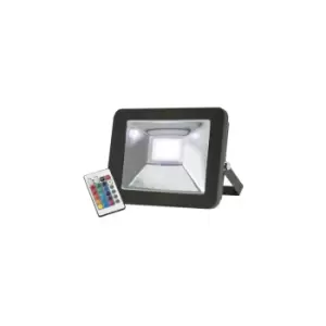 image of Knightsbridge RGB LED Black Die-Cast Aluminium Floodlight, 230V IP65 30W