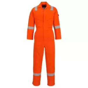 Image of Biz Flame Mens Flame Resistant Lightweight Antistatic Coverall Orange Medium 32"