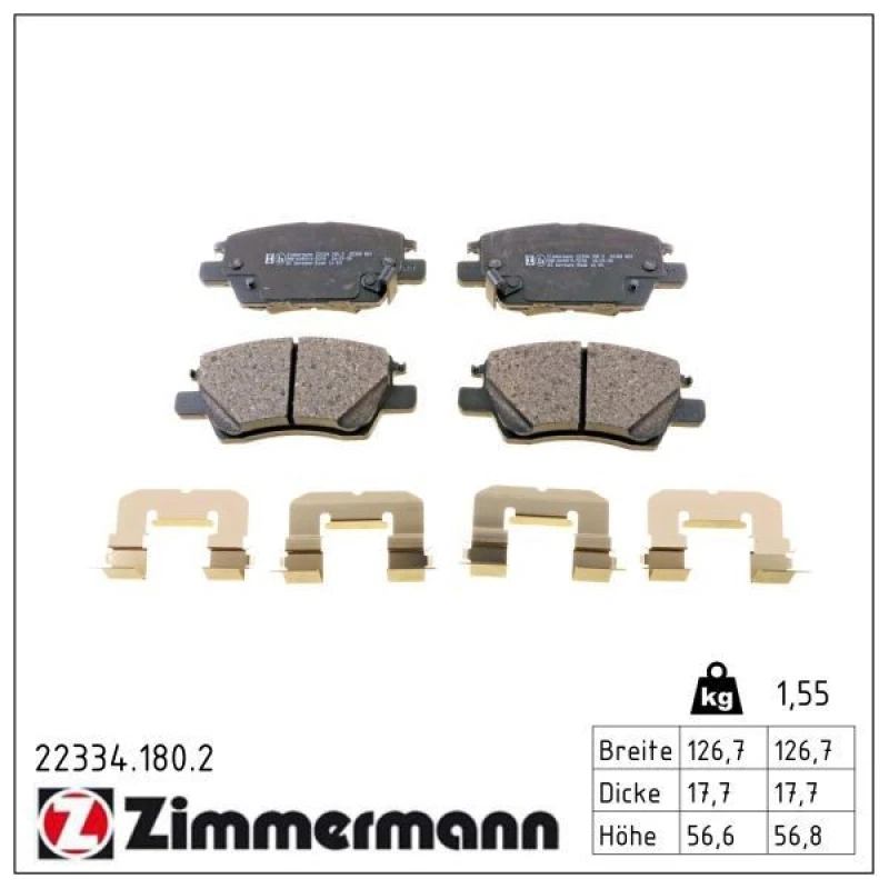 Image of ZIMMERMANN Brake pad set ZIMMERMANN 22334.180.2