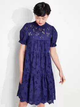 Image of Butterfly Eyelet Tiered Dress - Blue - M (Uk 12-14)