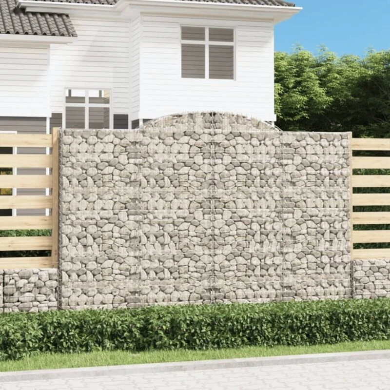 Image of vidaXL Arched Gabion Baskets 2 pcs 300x30x200/220cm Galvanised Iron, Silver 3146611