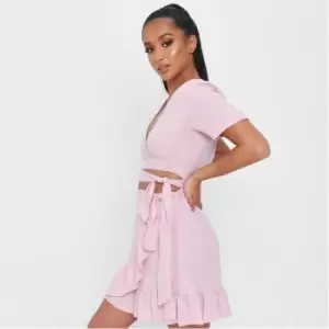 Image of I Saw It First V Neck Wrap Front Crop Top - Pink