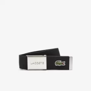 image of Mens Made in France Lacoste Engraved Buckle Woven Fabric Belt Size 39" 031