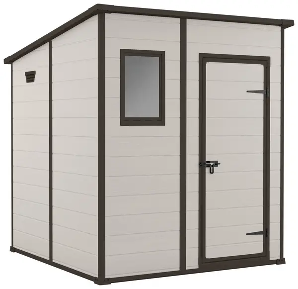 image of Keter Keter Manor Pent Outdoor Garden Storage Shed 6 x 6ft - Brown