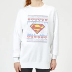 Image of DC Supergirl Knit Womens Christmas Sweatshirt - White