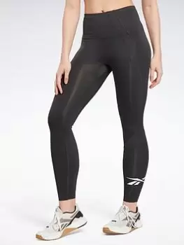 Image of Reebok Workout Ready Vector Leggings, Green, Size XS, Women