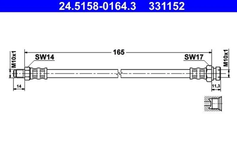 Image of ATE 24.5158-0164.3 Brake Hose Brake Hose (83)