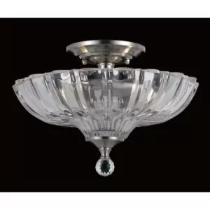 Image of Impex Dallas Satin Nickel Bowl Semi Flush Ceiling Light