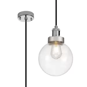 Image of Irondequoit 20cm Ceiling Pendant E27 IP65 Exterior Titanium Silver, Polished Chrome