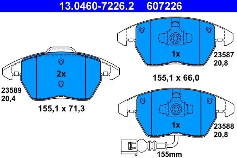 Image of ATE 13.0460-7226.2 Brake pad set incl. wear warning contact Brake Pad Set,disc brake (402)