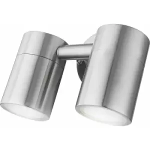 Image of Globo Outdoor Light stainless steel, glass clear, Moveable, IP44, WxH: 172x114mm, AL: 88mm, incl. 2x GU10 LED 4.9W 230V, 345lm Source, 300lm Output,