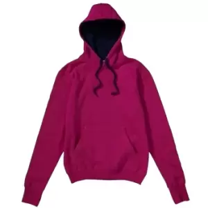 Image of SG Mens Contrast Hooded Sweatshirt / Hoodie (M) (Dark Pink/Navy)