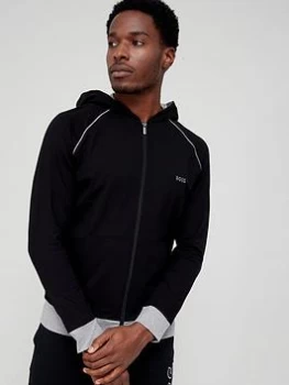 Image of BOSS Bodywear Mix & Match Lounge Zip Through Hoodie - Navy , Black, Size L, Men