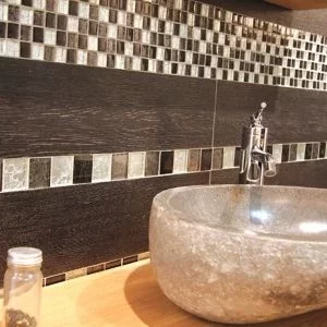 Image of House of Mosaics Bruges Grey Crackle Effect Glass 300x300mm Mosaic Tile