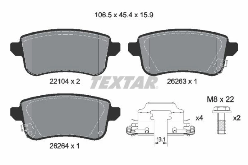 Image of Brake pad set TEXTAR 2210401