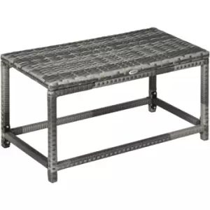 image of Outsunny Outdoor Coffee Table, PE Rattan Side Table w/ Plastic Board, Grey - Grey