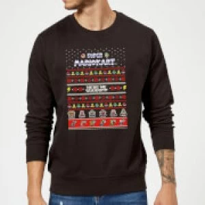 Image of Nintendo Super Mario Mario Kart Here We Go Black Christmas Sweatshirt - L - Black