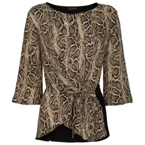 Image of James Lakeland Multicoloured Python Front Knot Blouse - 8