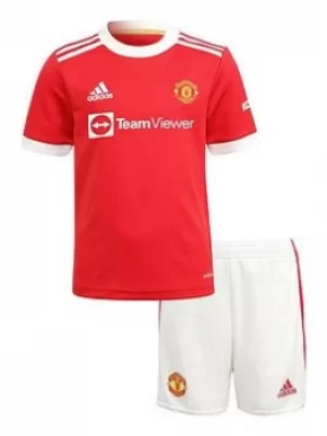 Image of Adidas Manchester United Infant 21/22 Home Mini Kit, Red, Size 18-24 Months