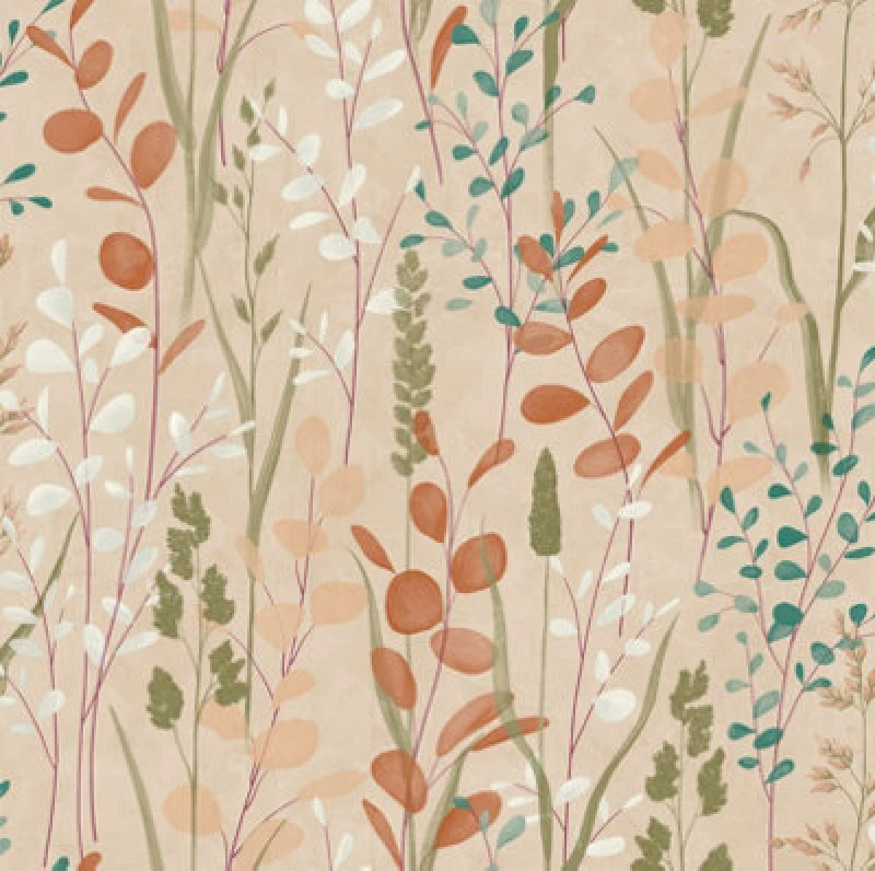 Image of Grandeco Galia Watercolour Wild Flower Medow Textured Wallpaper, Coral Pink