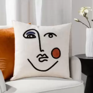 Image of Cleo Linear Woven Cushion Ginger/Navy, Ginger/Navy / 45 x 45cm / Polyester Filled