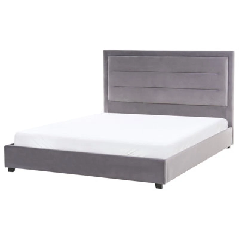 Image of Beliani Bed Velvet Rouen 160 X 200 Cm (Eu King Size) Dark Grey