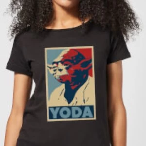 Image of Star Wars Yoda Poster Womens T-Shirt - Black