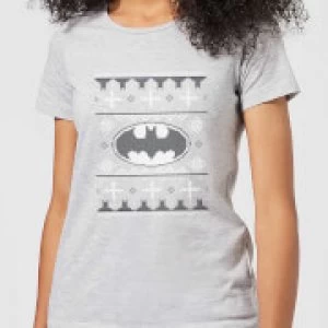 Image of DC Batman Knit Womens Christmas T-Shirt - Grey - 3XL