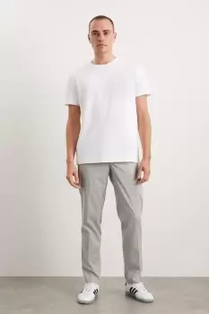 Image of Mens Stone Slim Fit Check Concealed Waistband Vent Trousers