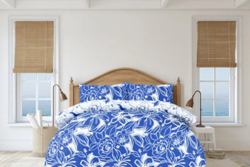 Image of Smart Living Smart Living Luxury Super Soft Reversible Hawaiian Tropic Duvet Cover with Pillowcase in Blue Size: Double Blue Double Unisex 505655758