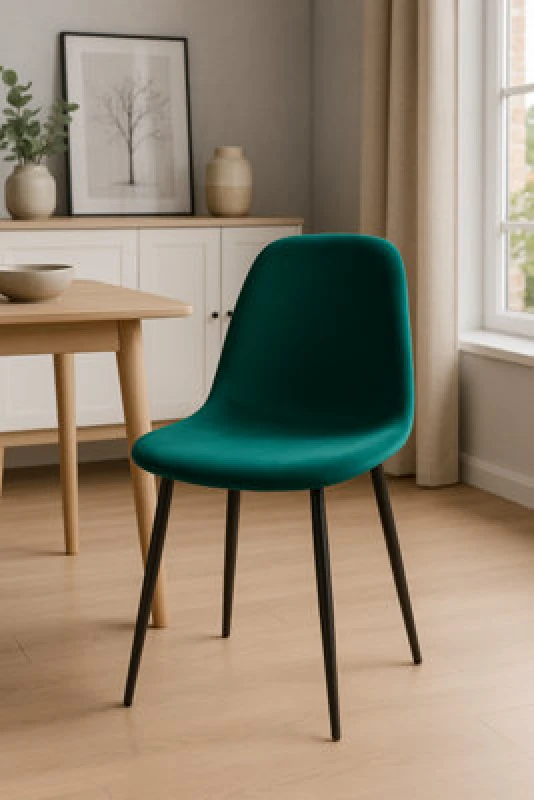Image of Ds Living Luxe Dining Chair 2Pc Verdant Green Black Powder Legs