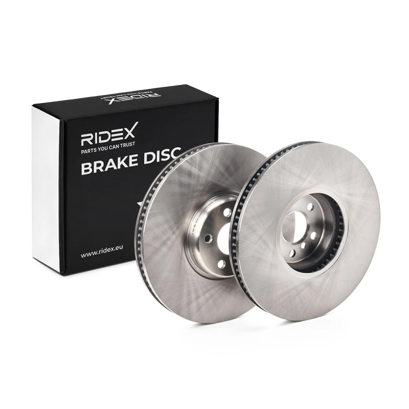 Image of RIDEX 82B2406 Brake disc Front Axle, Vented, Cast Iron, Uncoated, Untreated, with bolts/screws Cast Iron Brake Disc (82)