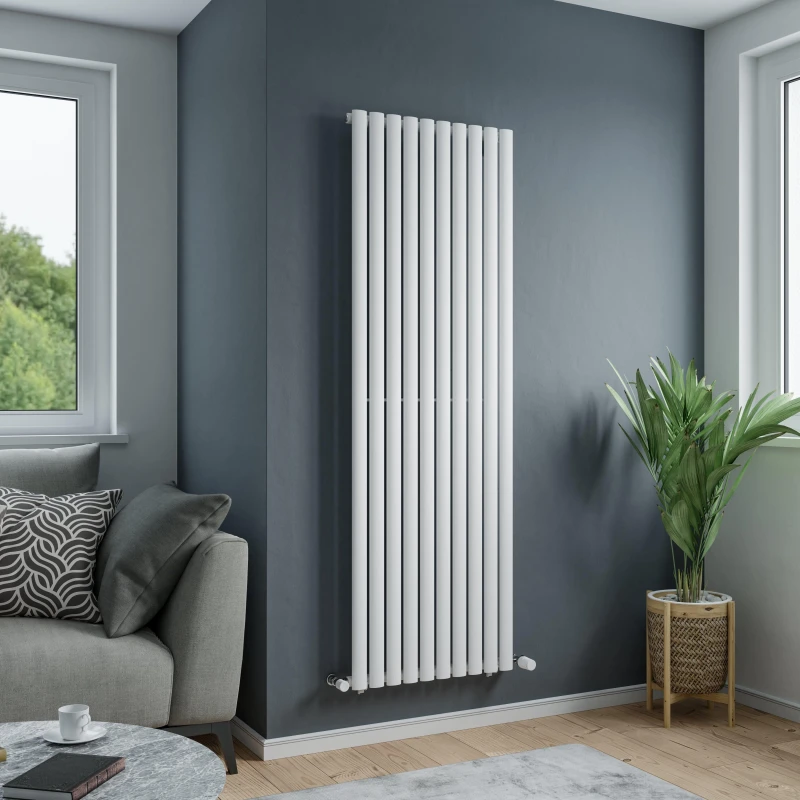 Image of Agadon Solo Designer Oval Tube Radiator in White Size: 1800mm x 360mm White Unisex 1800mm x 360mm