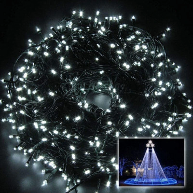Image of Shatchi 750 Leds Cool White Fairy String Lights Cool White Indoor/outdoor Green Cable 8 Modes Mains Powered Memory Auto Timer