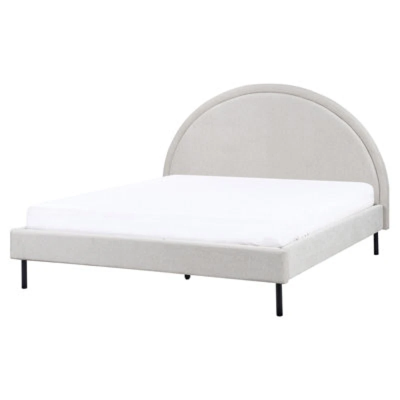Image of Beliani Bed Fabric Margut 160 X 200 Cm (Eu King Size) Light Grey